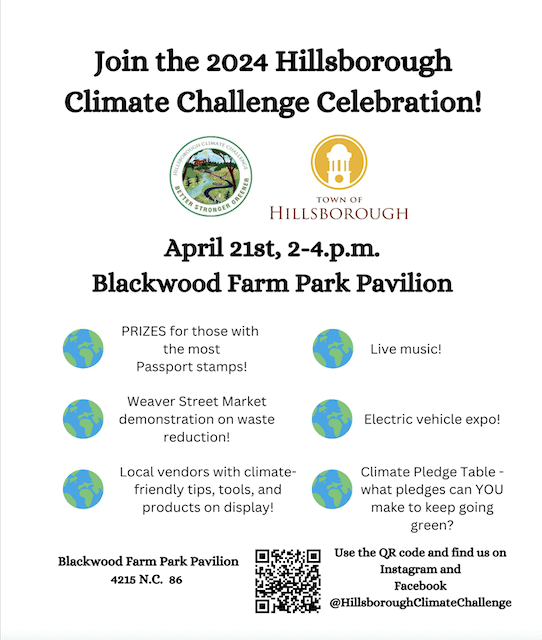 4/21/24- Community Climate Partner Booth @ Hillsborough Climate Challenge Celebration
